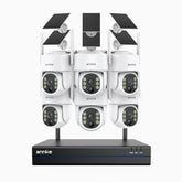 WBS400 - 4MP 8 Channel 6 Battery Cameras Outdoor Wireless NVR Security System, 2.4G & 5.8G Dual-Band WiFi, Motion Detection, Two-Way Audio, Battery & Solar Powered, 270° Pan & 90° Tilt, loud & Max. 256 GB Local Storage, Works with Alexa